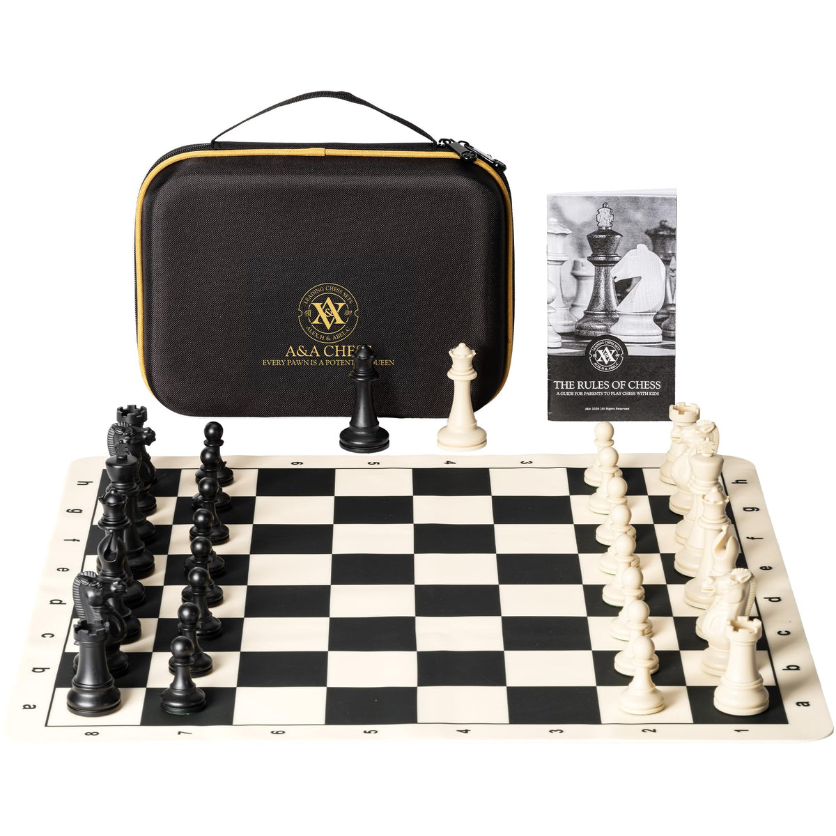 A&A 20 Inch Foldable Chess Set Off-White Silicone Board Tournament Size 20 NEW