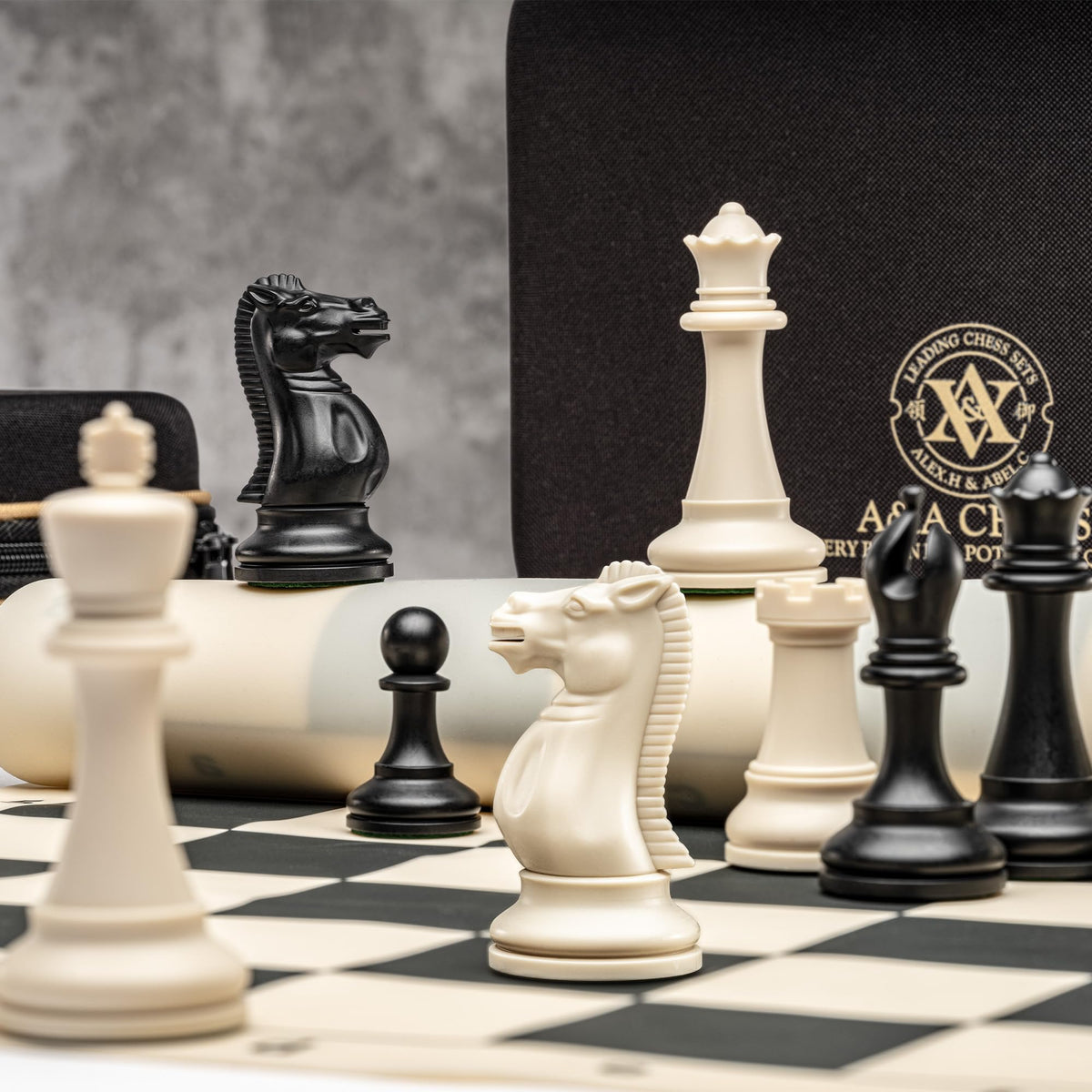 A&A 20 Inch Foldable Chess Set Off-White Silicone Board Tournament Size 20 NEW