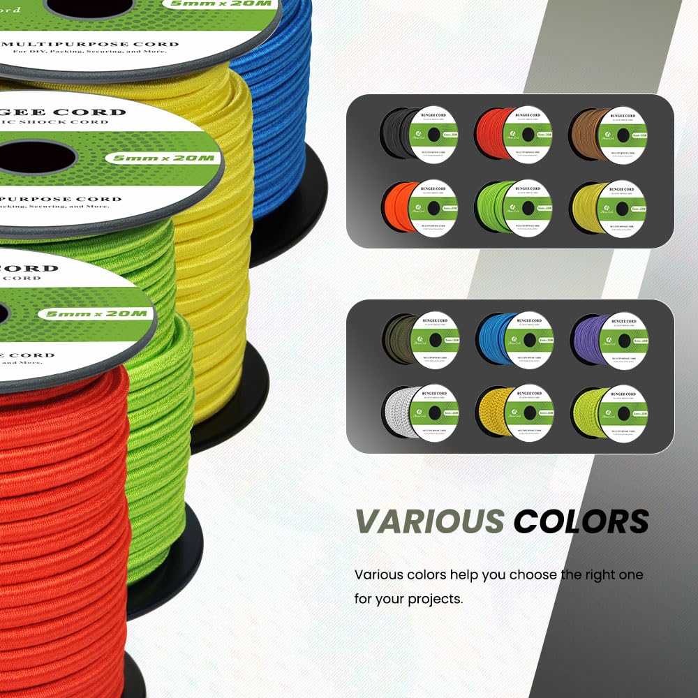 Abma Cord 5mm x 10M Army Green Bungee Elastic Shock Size 5mm x 10M NEW