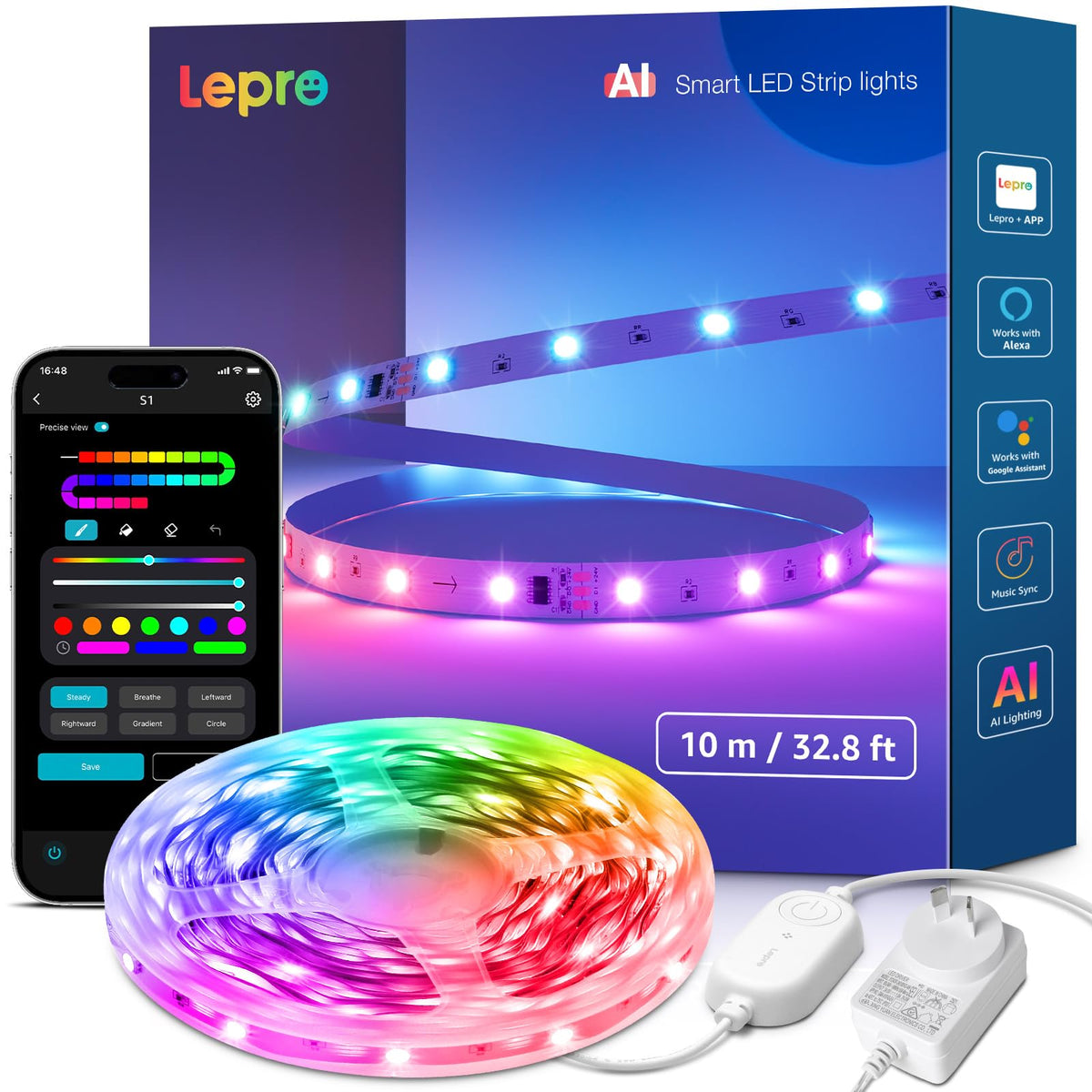 Lepro S1 LED Strips AI Smart LED Strip Lights 10M RGB Multicolour DEMO