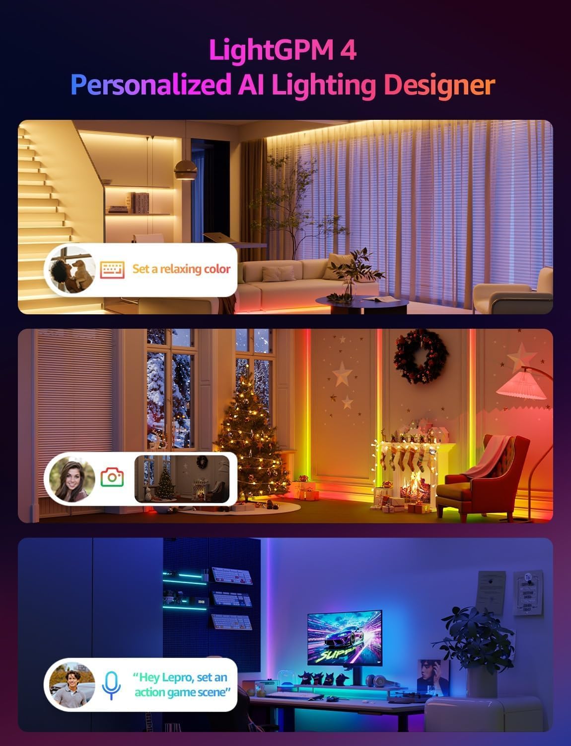 Lepro S1 LED Strips AI Smart LED Strip Lights 10M RGB Multicolour DEMO