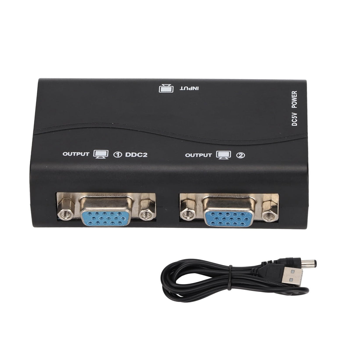 GOWENIC VGA Splitters Splitter 1 in 2 Out 1080P Video Duplicator USB Powered NEW