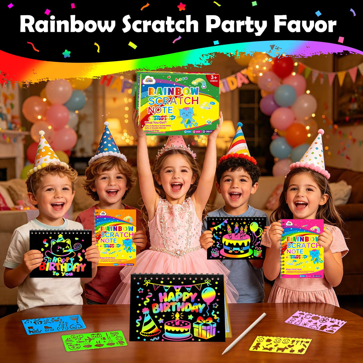 ZMLM Rainbow Scratch Art Party Favors for Kids Birthday Gifts Bulk DEMO