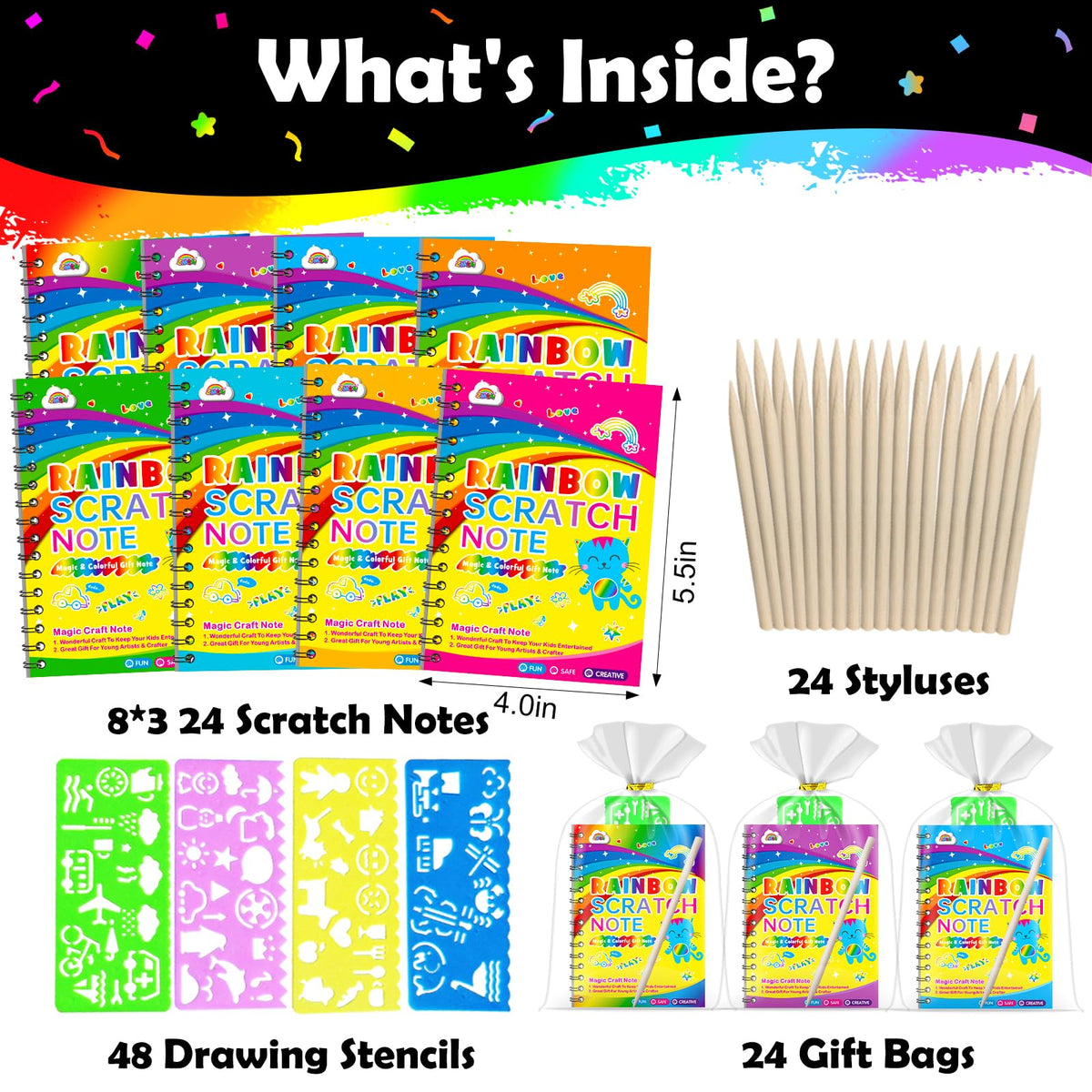 ZMLM Rainbow Scratch Art Party Favors for Kids Birthday Gifts Bulk DEMO