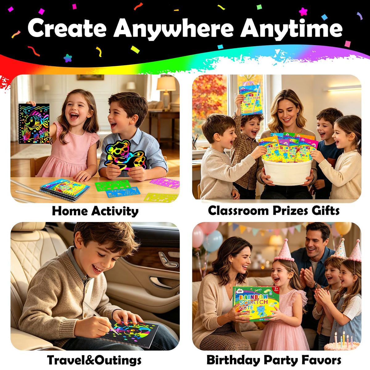 ZMLM Rainbow Scratch Art Party Favors for Kids Birthday Gifts Bulk DEMO