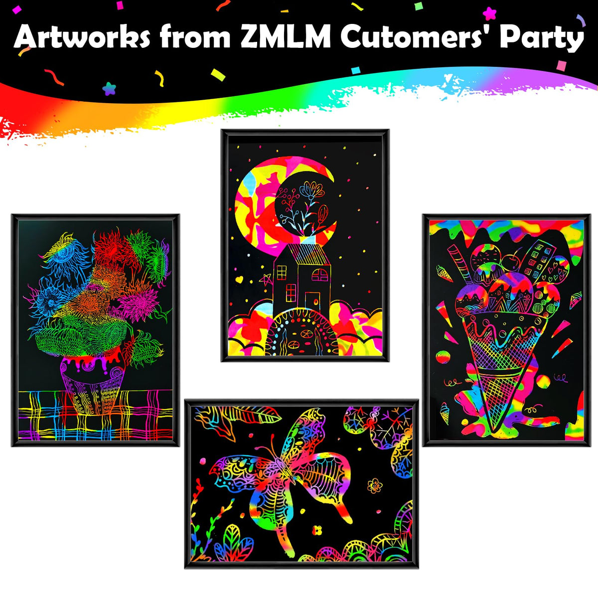 ZMLM Rainbow Scratch Art Party Favors for Kids Birthday Gifts Bulk DEMO