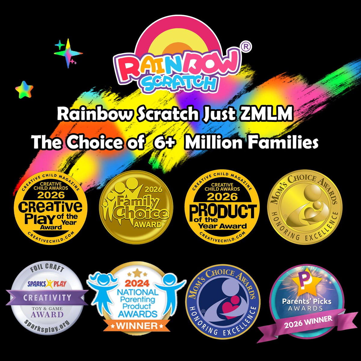 ZMLM Rainbow Scratch Art Party Favors for Kids Birthday Gifts Bulk DEMO