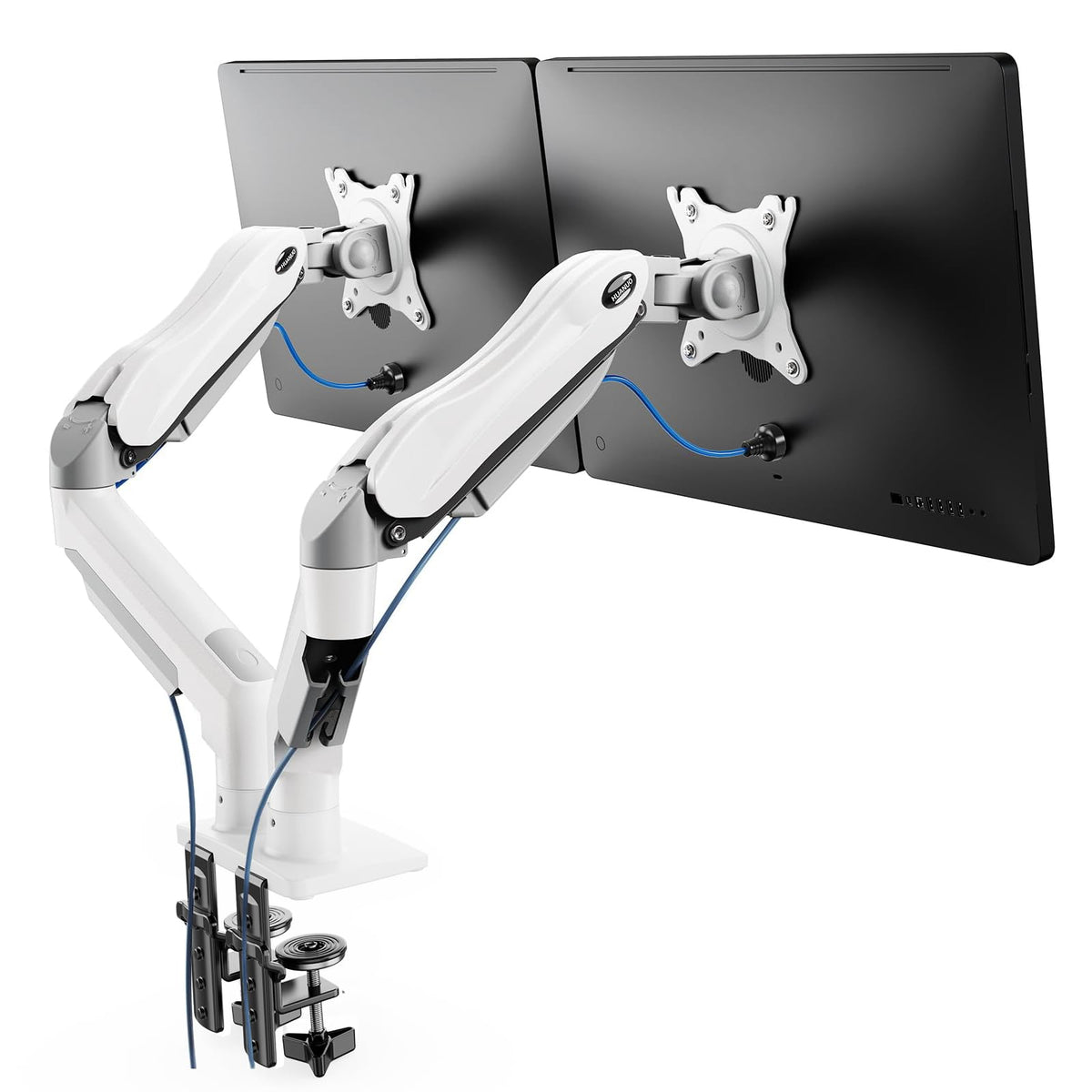 HUANUO Dual Monitor Arm Full Adjustable Gas Spring White Stand DEMO