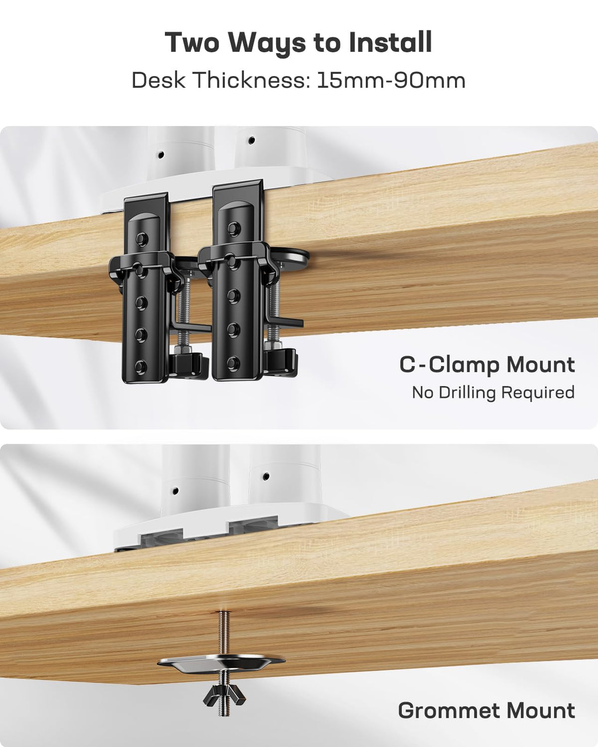 HUANUO Dual Monitor Arm Full Adjustable Gas Spring White Stand DEMO