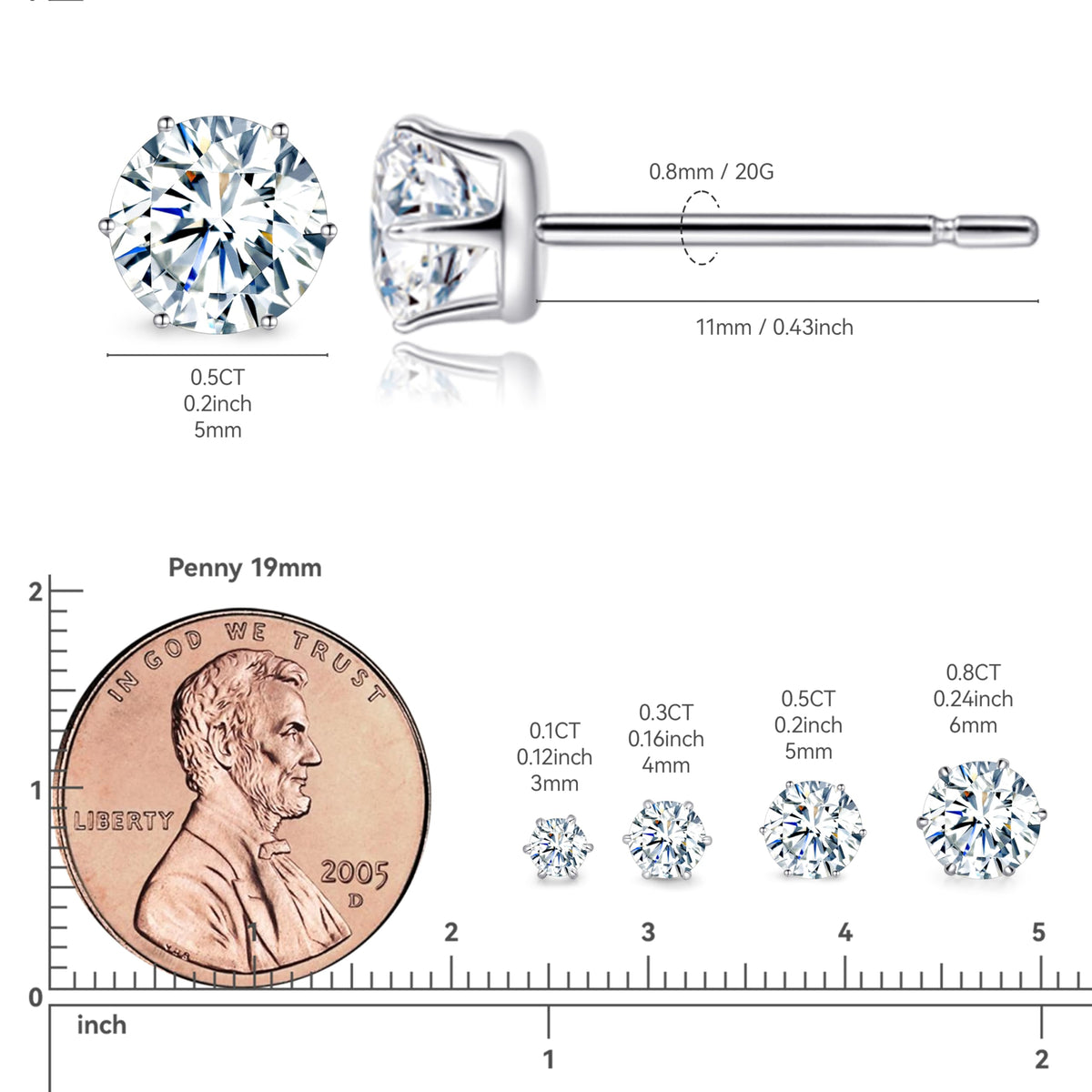 Limerencia Moissanite Stud Earrings - Hypoallergenic G23 Titanium NEW