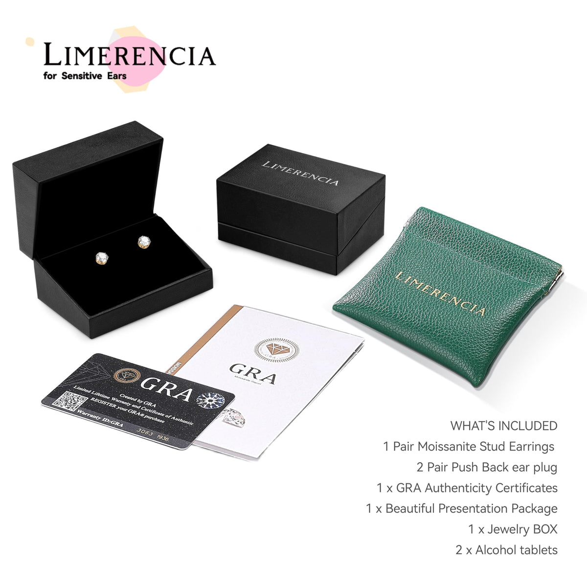 Limerencia Moissanite Stud Earrings - Hypoallergenic G23 Titanium NEW