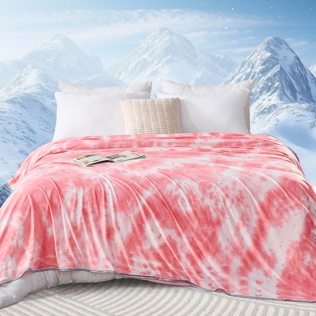 BOMOVA Pink Throws Cooling Blanket Queen 228×228cm - Heat Absorbing Size NEW