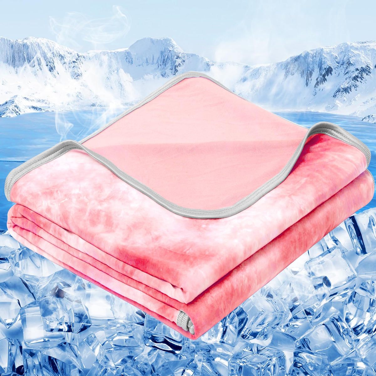 BOMOVA Pink Throws Cooling Blanket Queen 228×228cm - Heat Absorbing Size NEW