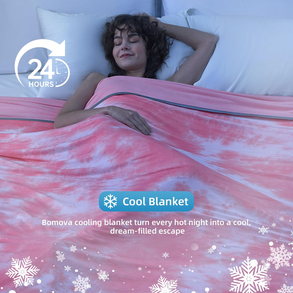 BOMOVA Pink Throws Cooling Blanket Queen 228×228cm - Heat Absorbing Size NEW
