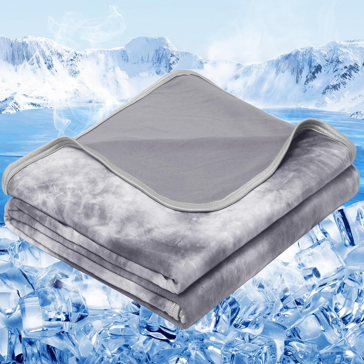 BOMOVA Cooling Throws Blanket Queen Grey 228×228cm - Heat Absorbing NEW