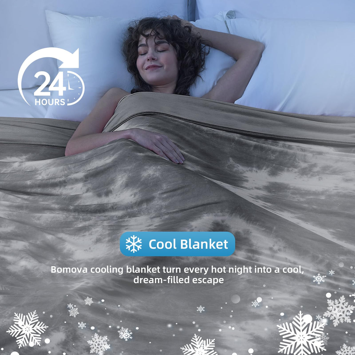 BOMOVA Cooling Throws Blanket Queen Grey 228×228cm - Heat Absorbing NEW