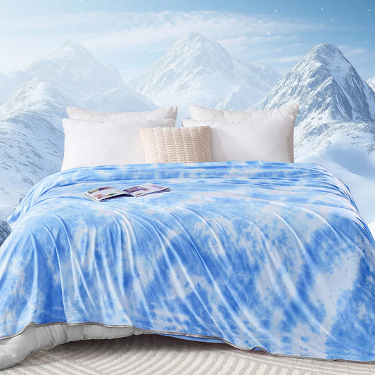 BOMOVA Cooling Throws Blanket Queen Size Blue 228×228cm - Heat Absorbing NEW