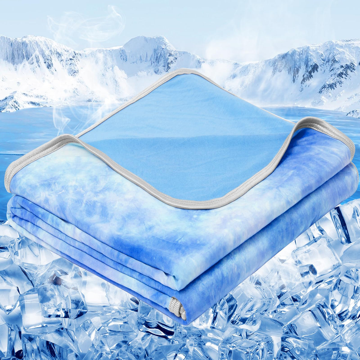 BOMOVA Cooling Throws Blanket Queen Size Blue 228×228cm - Heat Absorbing NEW