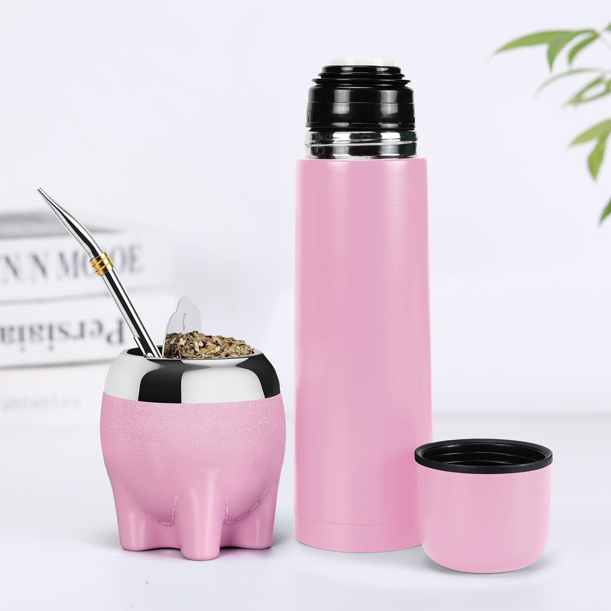 Cuopru Pink Elephant Dundun Yerba Mate Tea Set 5 in 1 Stainless Steel 92mm NEW