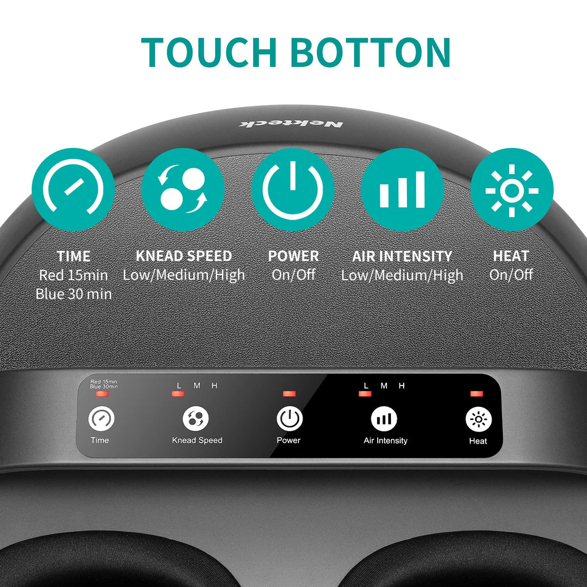 Nekteck Black Foot Massager Machine with Heat Shiatsu Deep Kneading NEW
