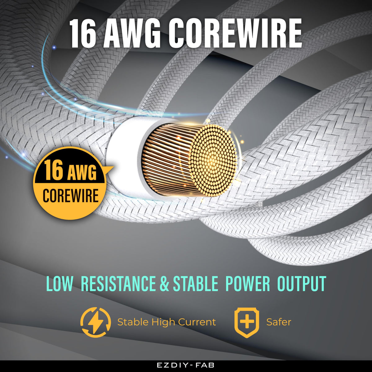 EZDIY-FAB 16AWG PSU Cable Extension Kit - White Power Supply NEW