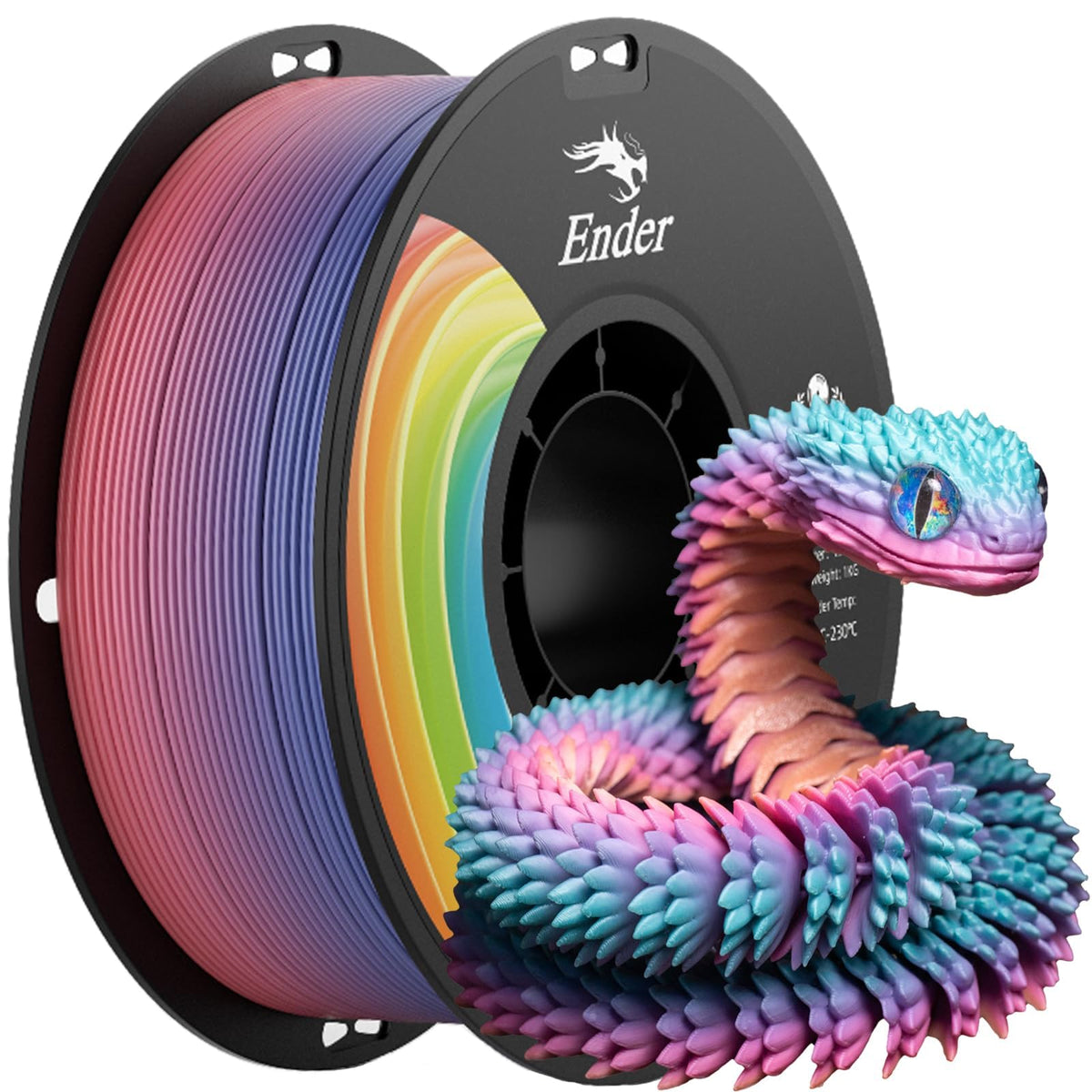 Creality Ender 3D Printer Filament 1.75mm PLA+ Black Rainbow Spool NEW