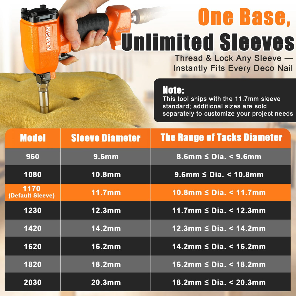 KIMSIN Pneumatic Finish Nailer Upholstery Tool Alloy Steel Orange NEW