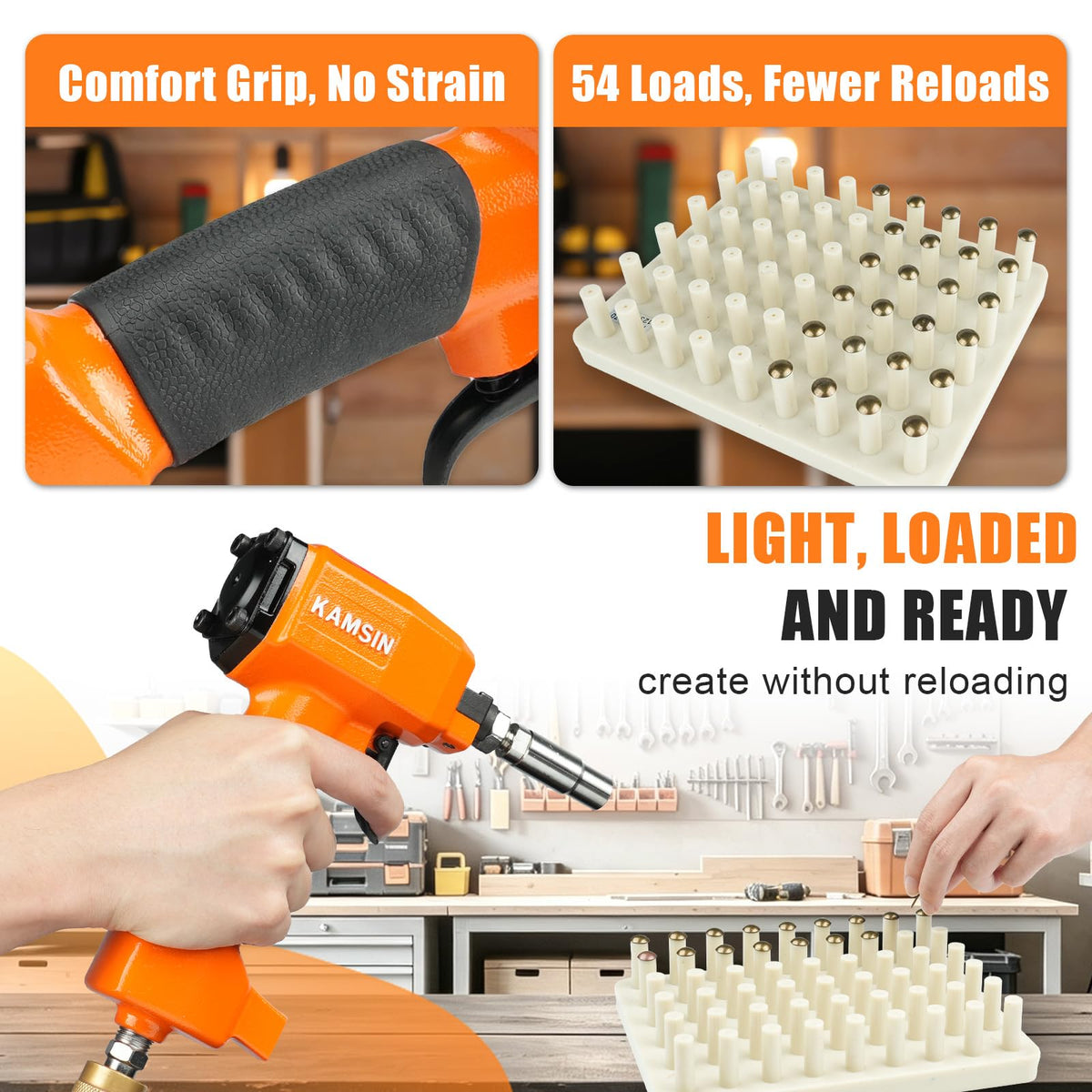 KIMSIN Pneumatic Finish Nailer Upholstery Tool Alloy Steel Orange NEW