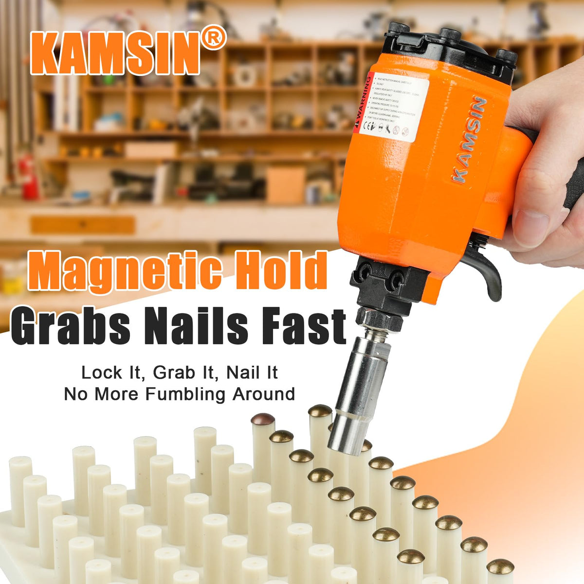 KIMSIN Pneumatic Finish Nailer Upholstery Tool Alloy Steel Orange NEW