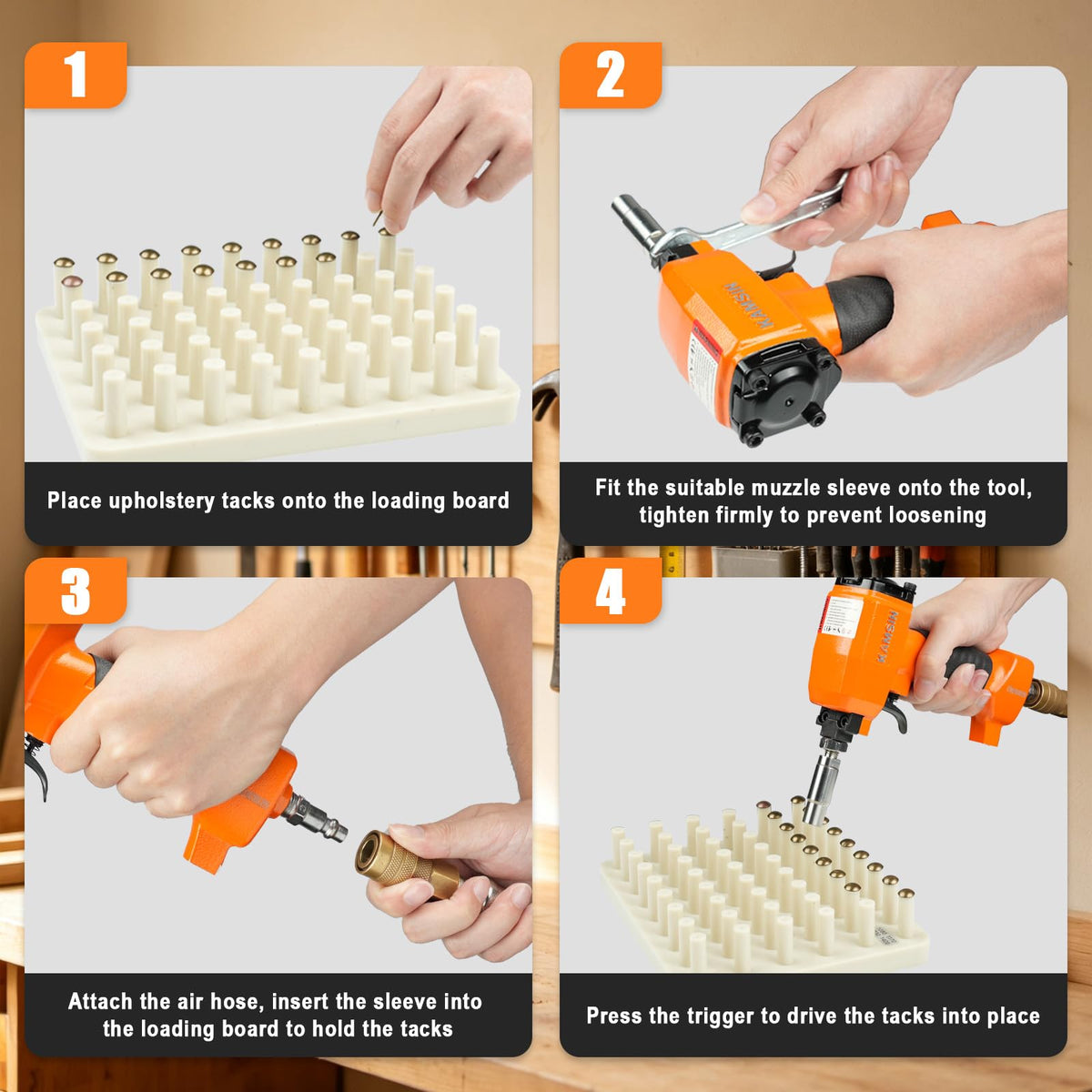 KIMSIN Pneumatic Finish Nailer Upholstery Tool Alloy Steel Orange NEW
