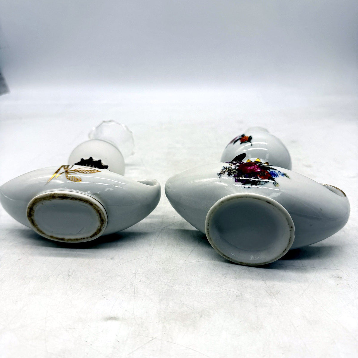 Porcelain Oil Lamp Candlestick Holders Set 2 Pack White Floral Size 2 Pack