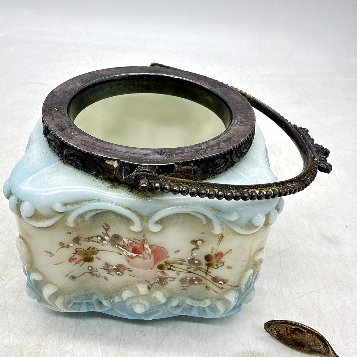 VINTAGE Wavecrest 3 Piece Porcelain Multi Color Sugar Set Floral Mounts