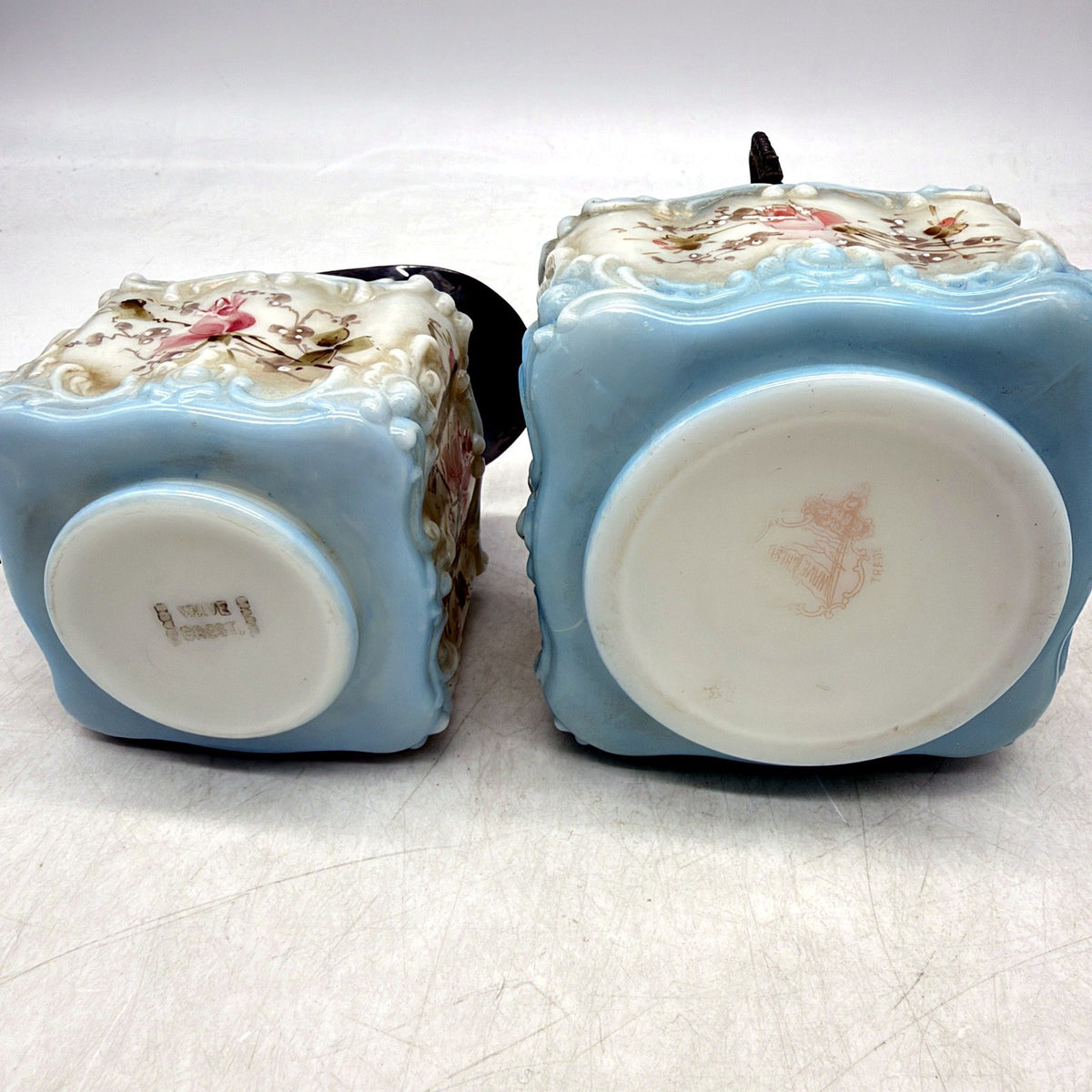 VINTAGE Wavecrest 3 Piece Porcelain Multi Color Sugar Set Floral Mounts