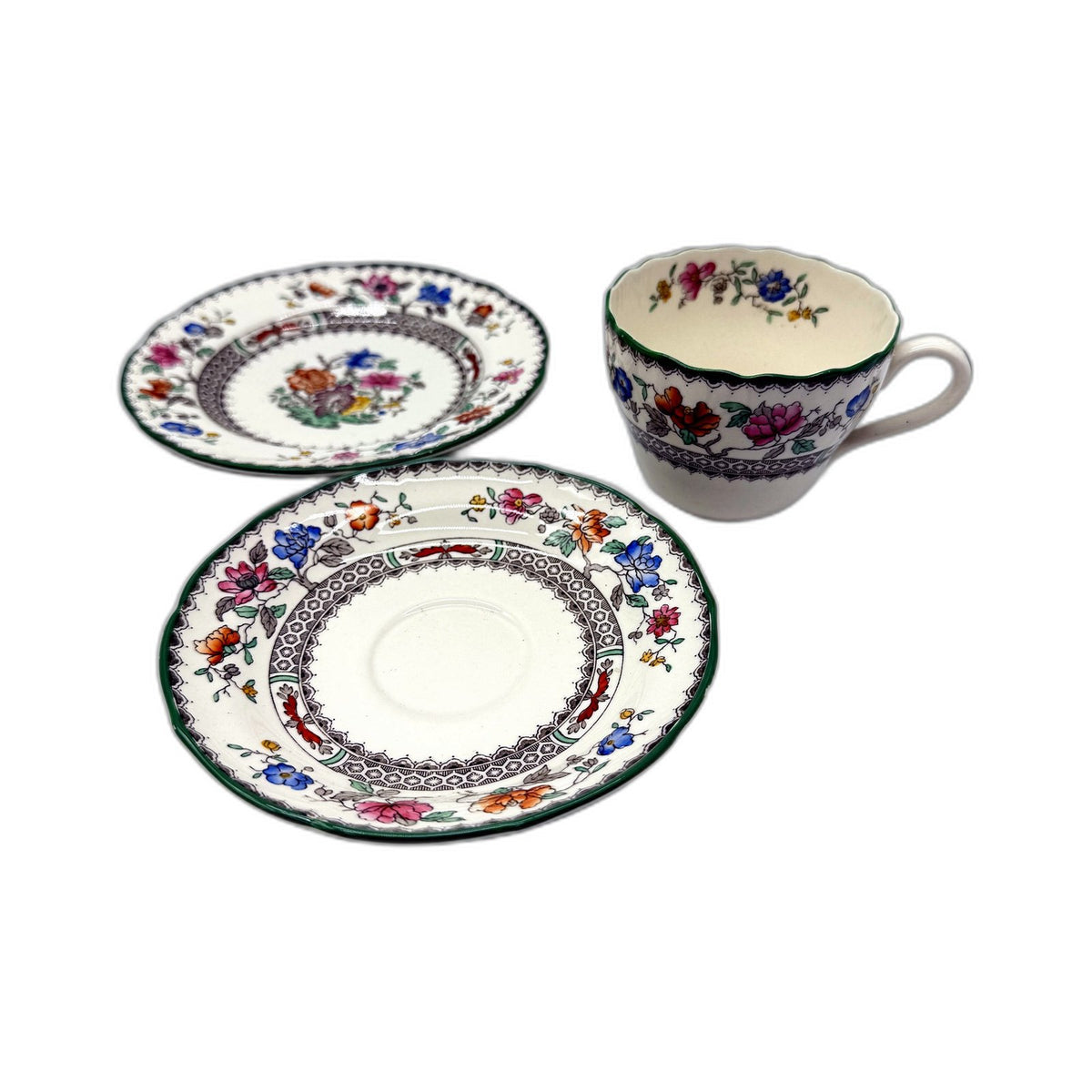 VINTAGE Copeland Spode Chinese Rose 3 Piece Floral Design Teacup Saucer Set