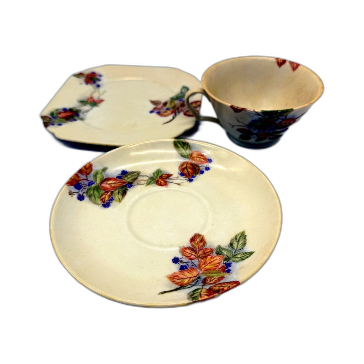 VINTAGE Victoria China Czechoslovakia Floral 3Pce Teacup and Saucer Set
