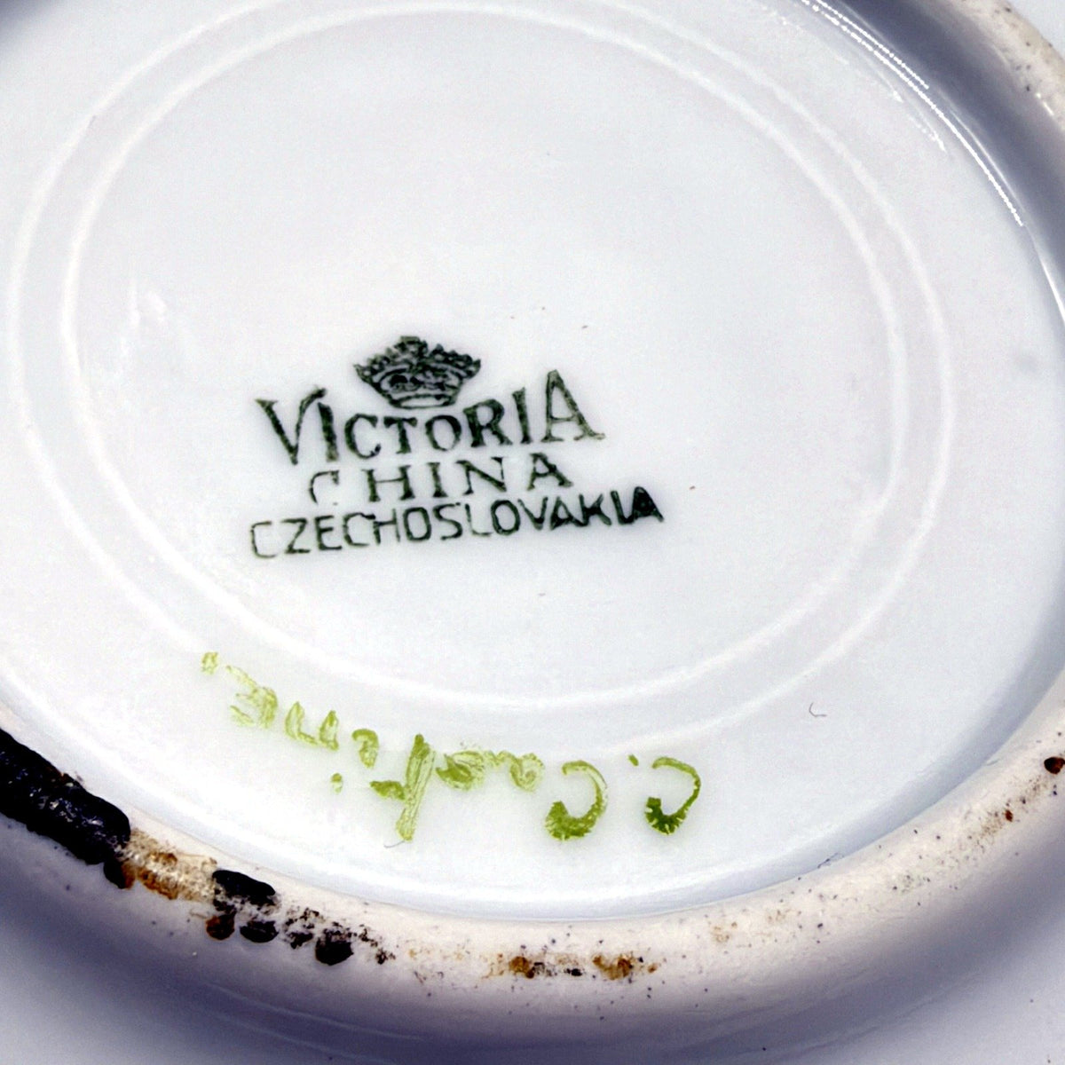 VINTAGE Victoria China Czechoslovakia Floral 3Pce Teacup and Saucer Set