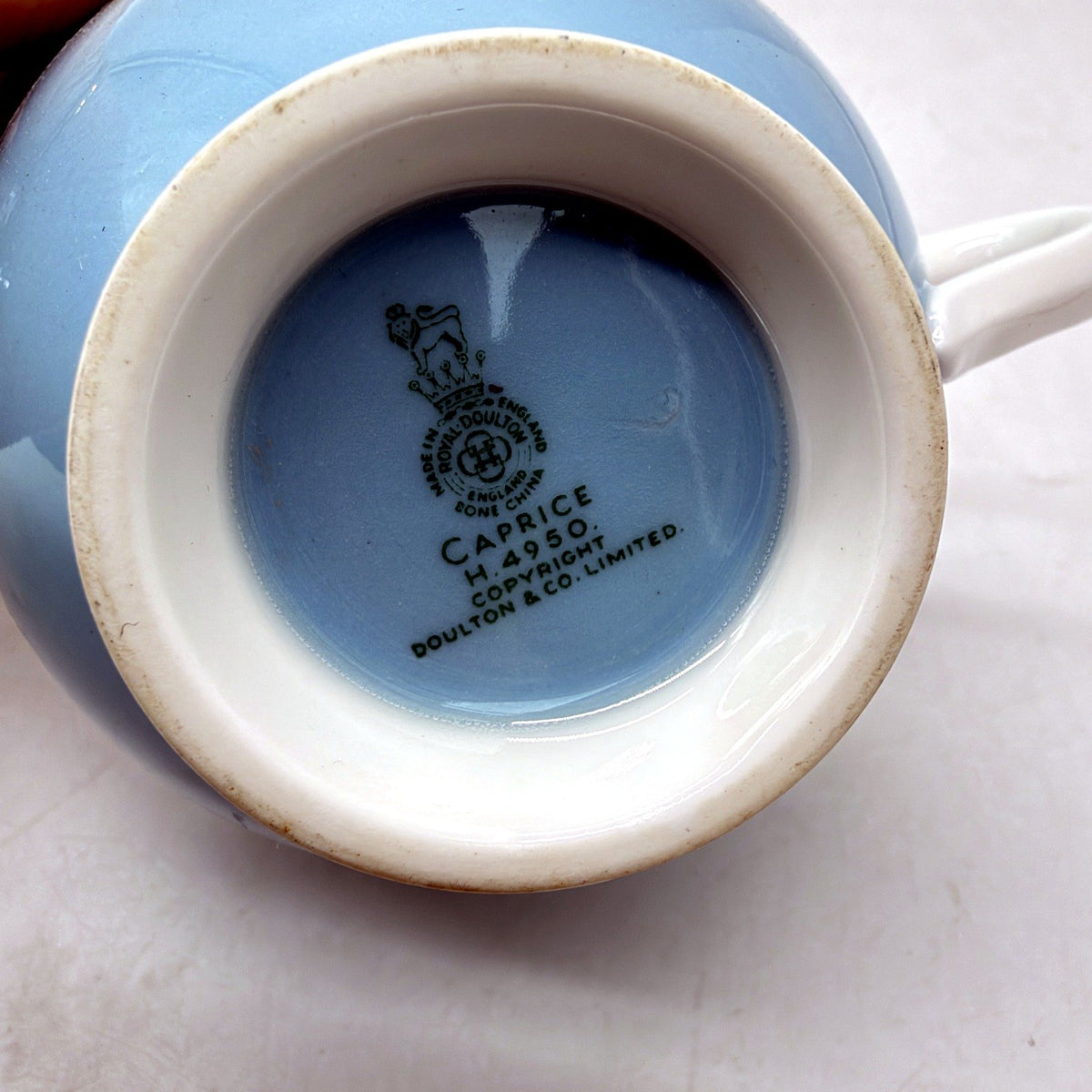 VINTAGE Royal Doulton Caprice H4950 Blue White Teacup Saucer 3 Piece Set