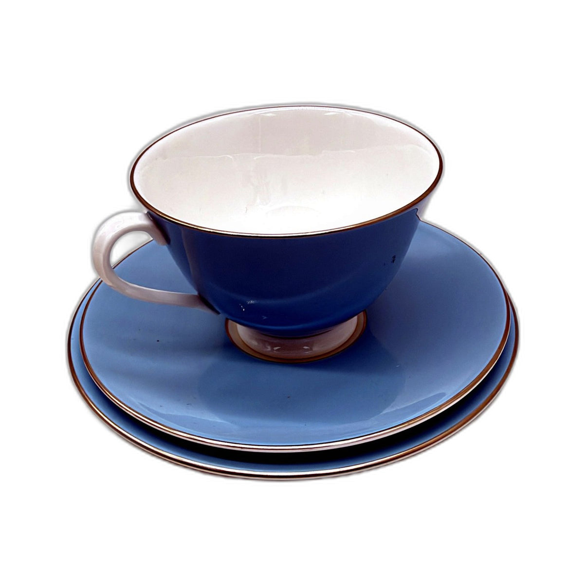 VINTAGE Royal Doulton Caprice H4950 Blue White Teacup Saucer 3 Piece Set