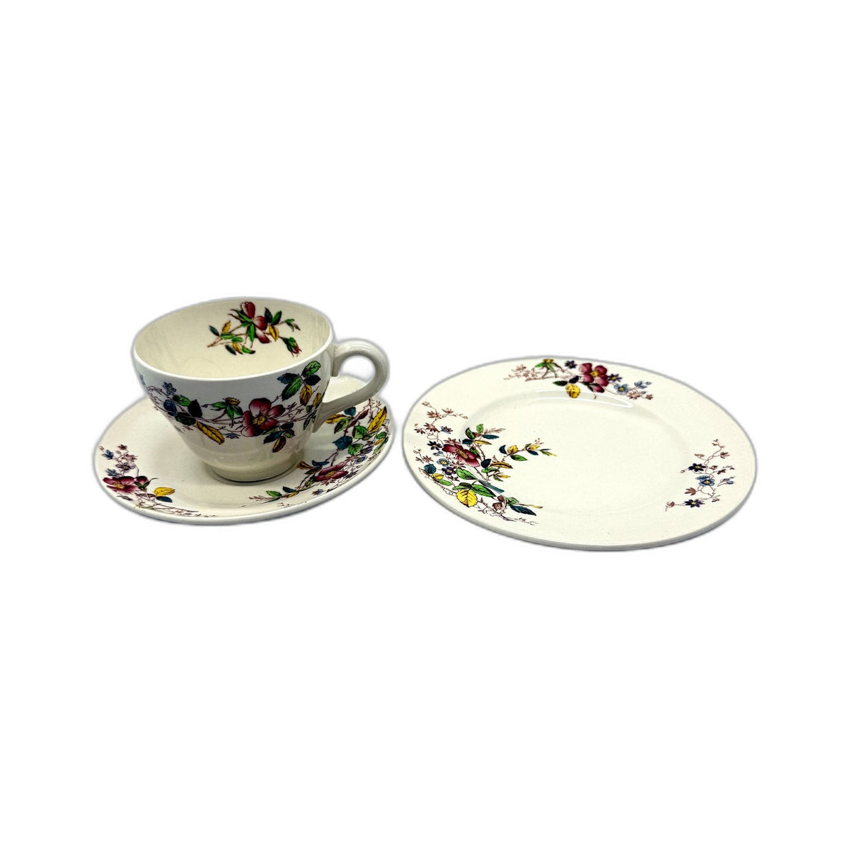 VINTAGE Copeland Spode Thelma White Floral Teacup and Saucer Set 3 Piece