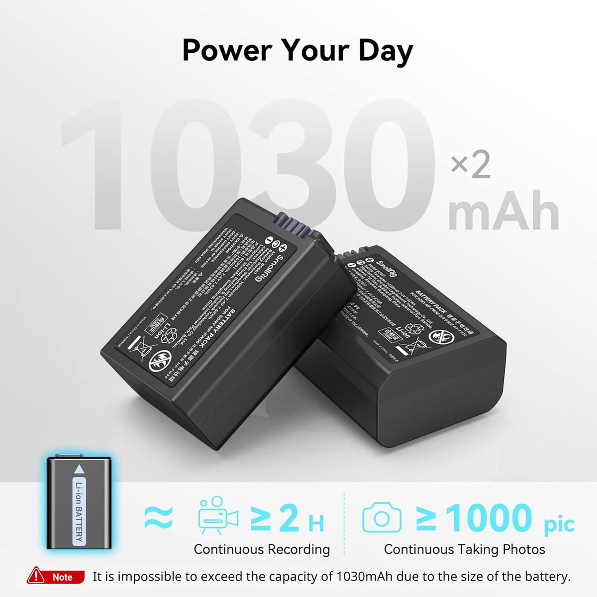 SmallRig NP-FW50 Battery Charger Set Black Camera Power Supply Kit NEW