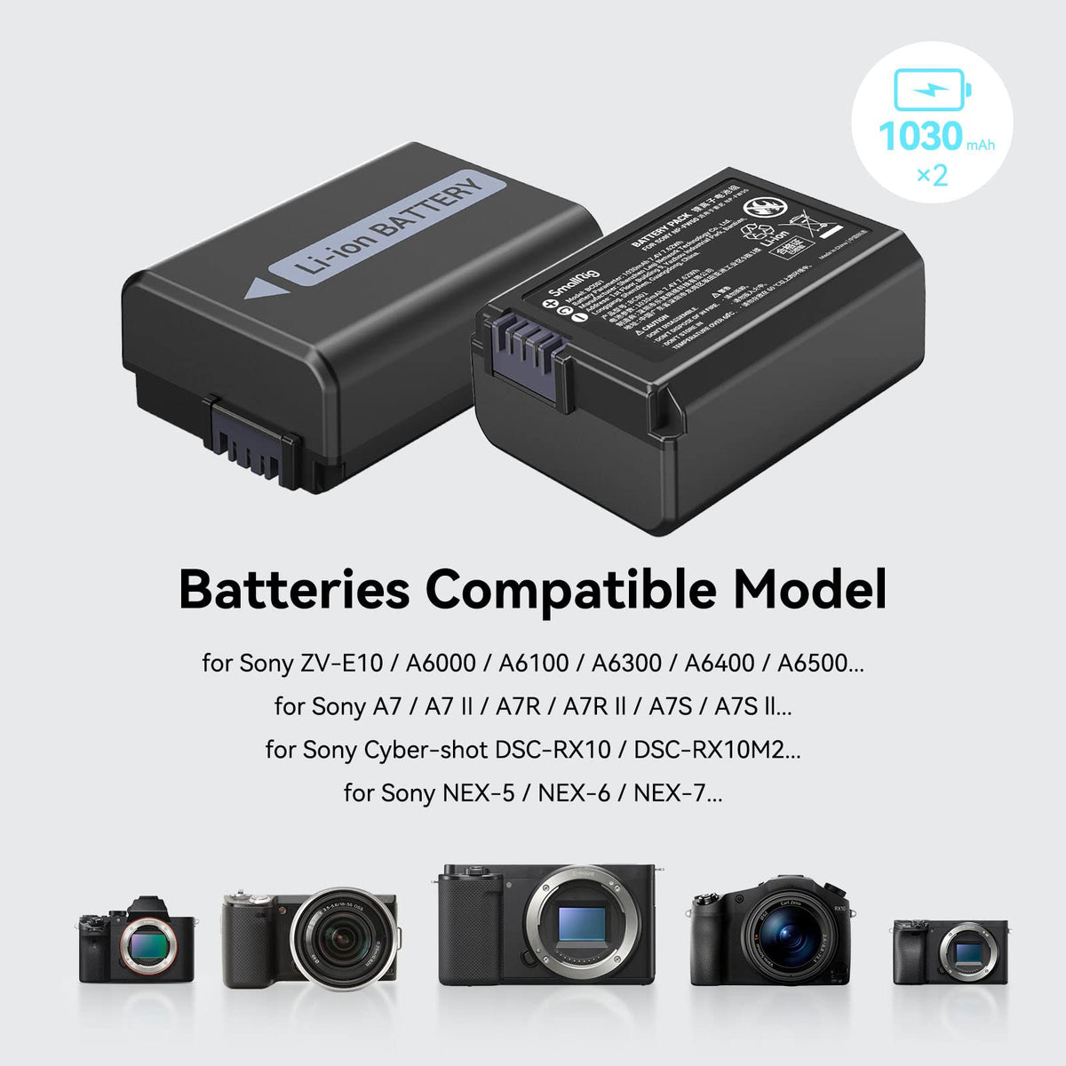 SmallRig NP-FW50 Battery Charger Set Black Camera Power Supply Kit NEW
