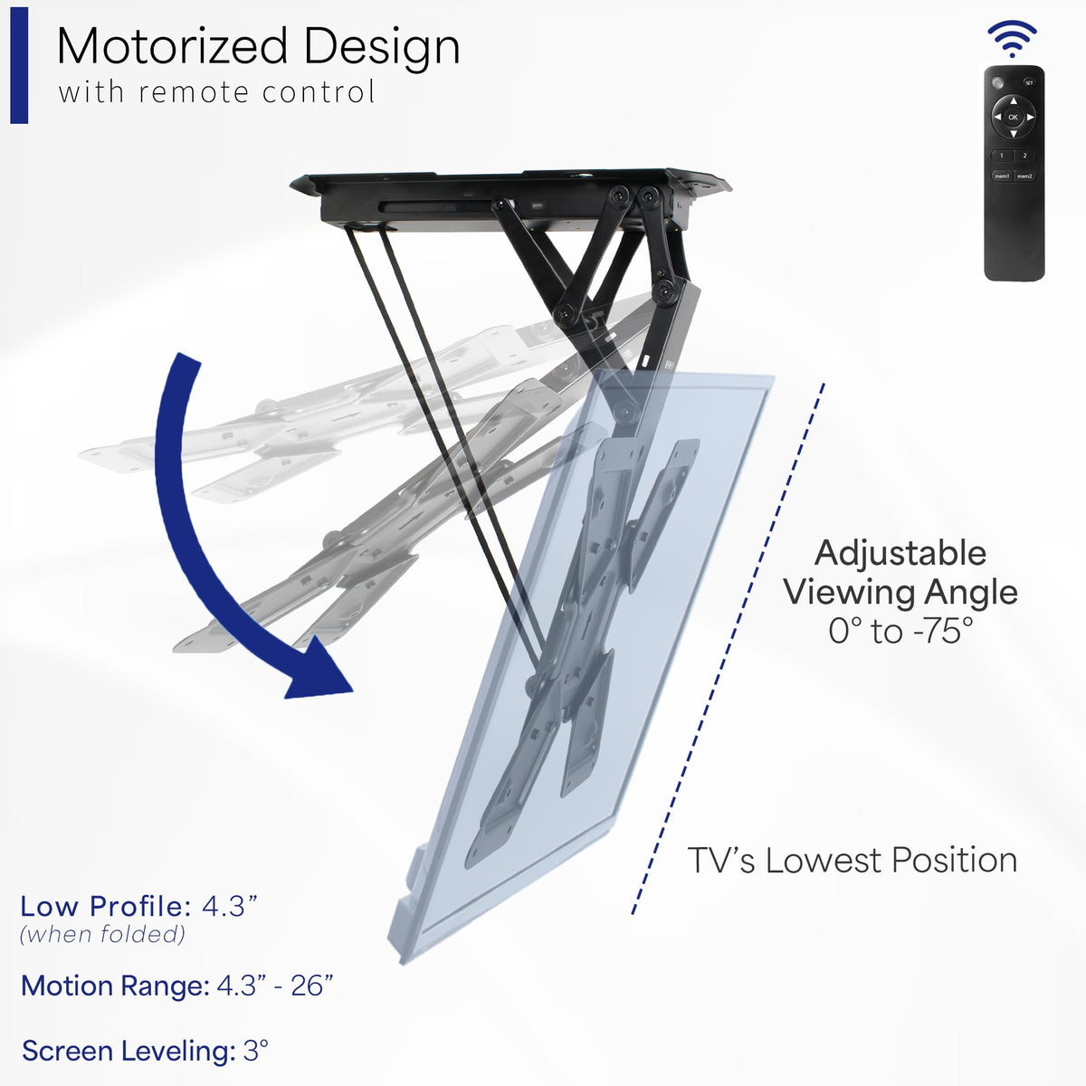VIVO Electric Motorized Ceiling TV Mount Flip Down 23-55" Black NEW