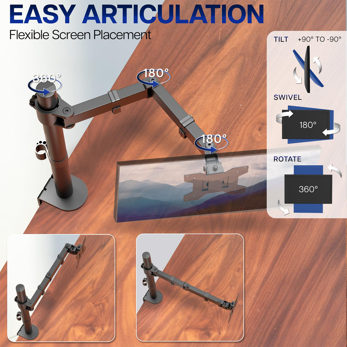 VIVO Black Single Monitor Arm Desk Mount for Screens up to 32 DEMO