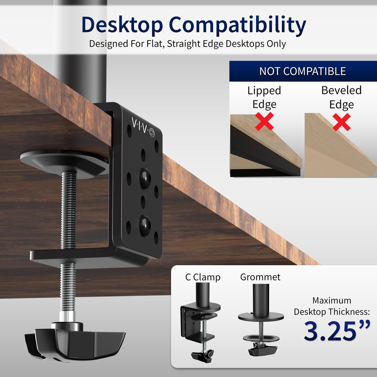 VIVO Black Single Monitor Arm Desk Mount for Screens up to 32 DEMO