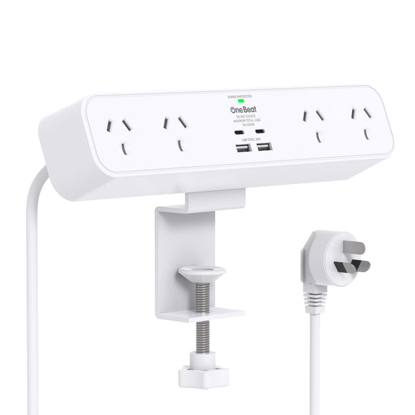 One Beat 30W Desk Clamp Power Strip USB-C Fast Charging White NEW