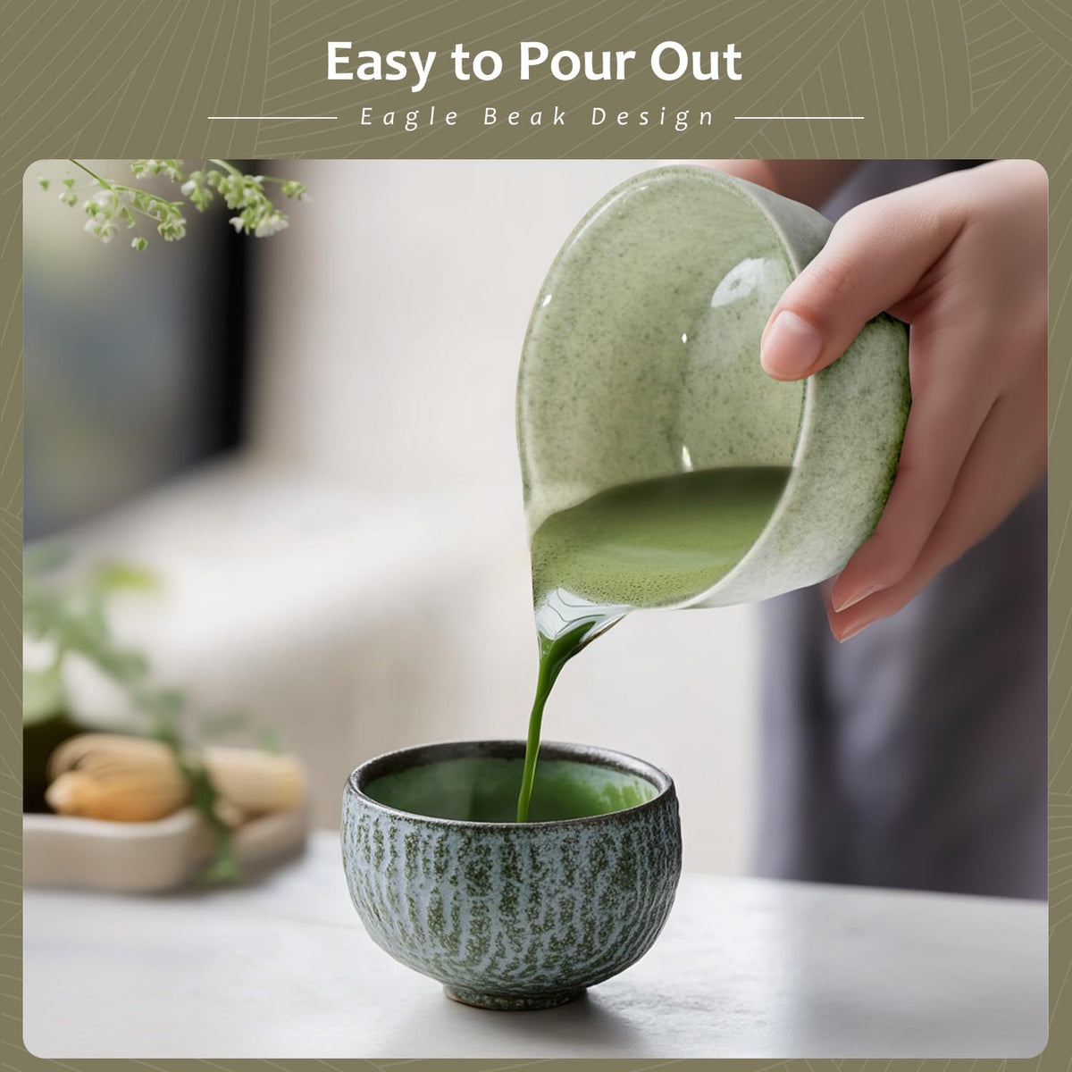 Zerina 4Pce Japanese Tea Ceremony Matcha Whisk Set White Green Speckle NEW