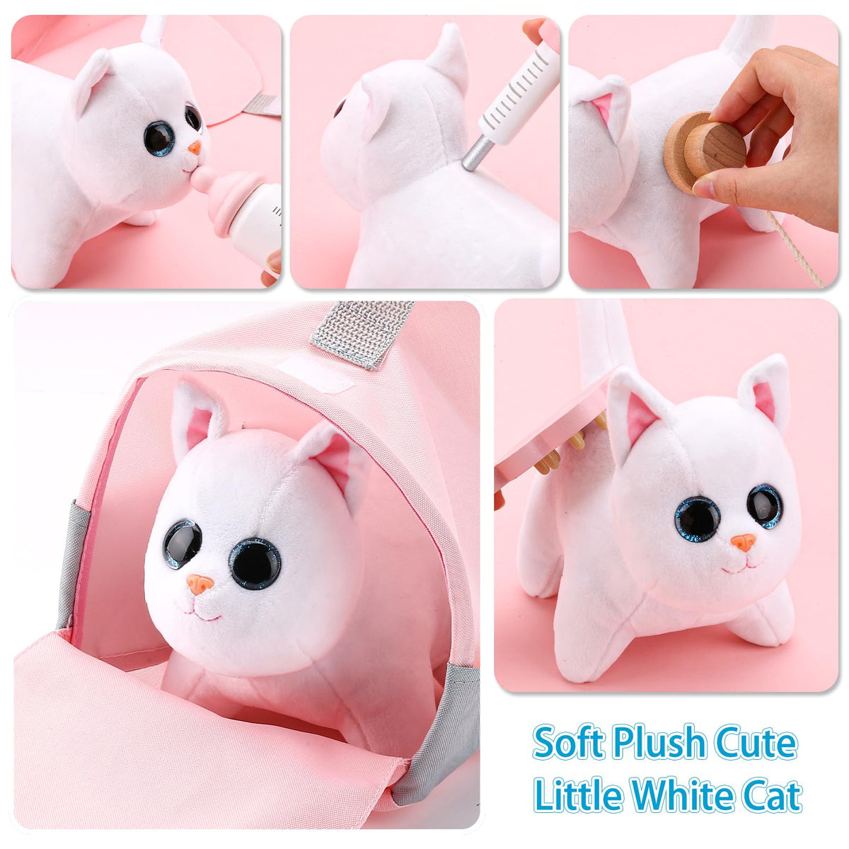 UMU Wooden Doctor Play Set 37 Piece Deluxe Kids Pretend Toy With White Cat DEMO