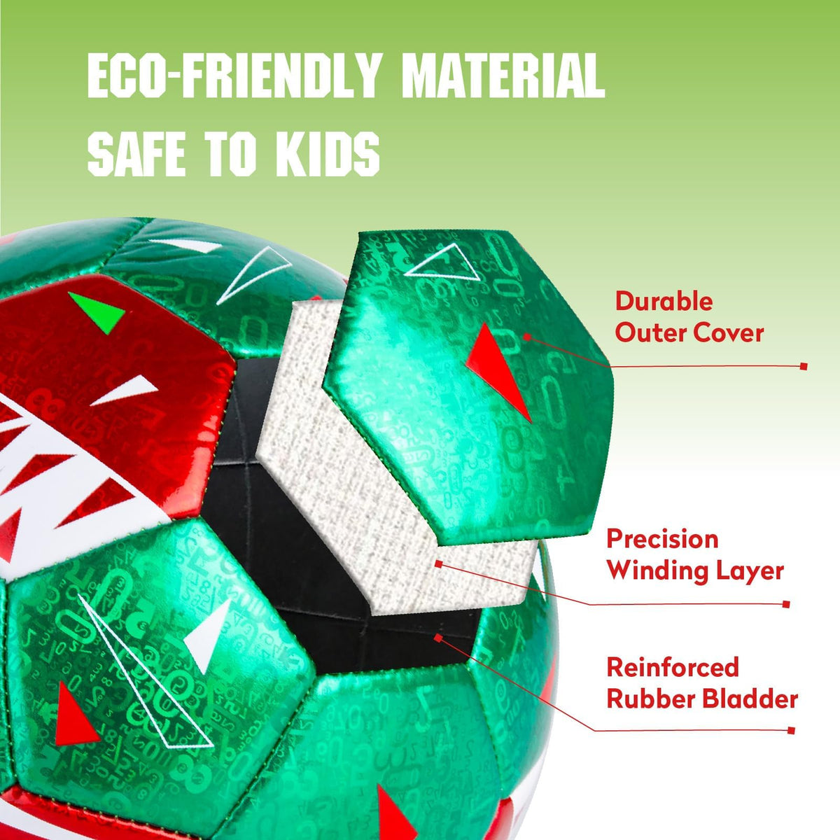 PP PICADOR Size 4 Soccer Ball Metallic Red/Green Laser Training & Pump NEW