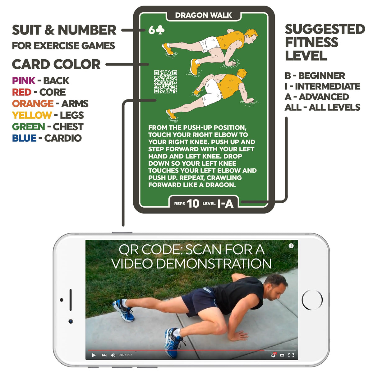 Stack 52 Piccolo 55 Card Bodyweight Exercise Fitness Workout Deck Size NEW