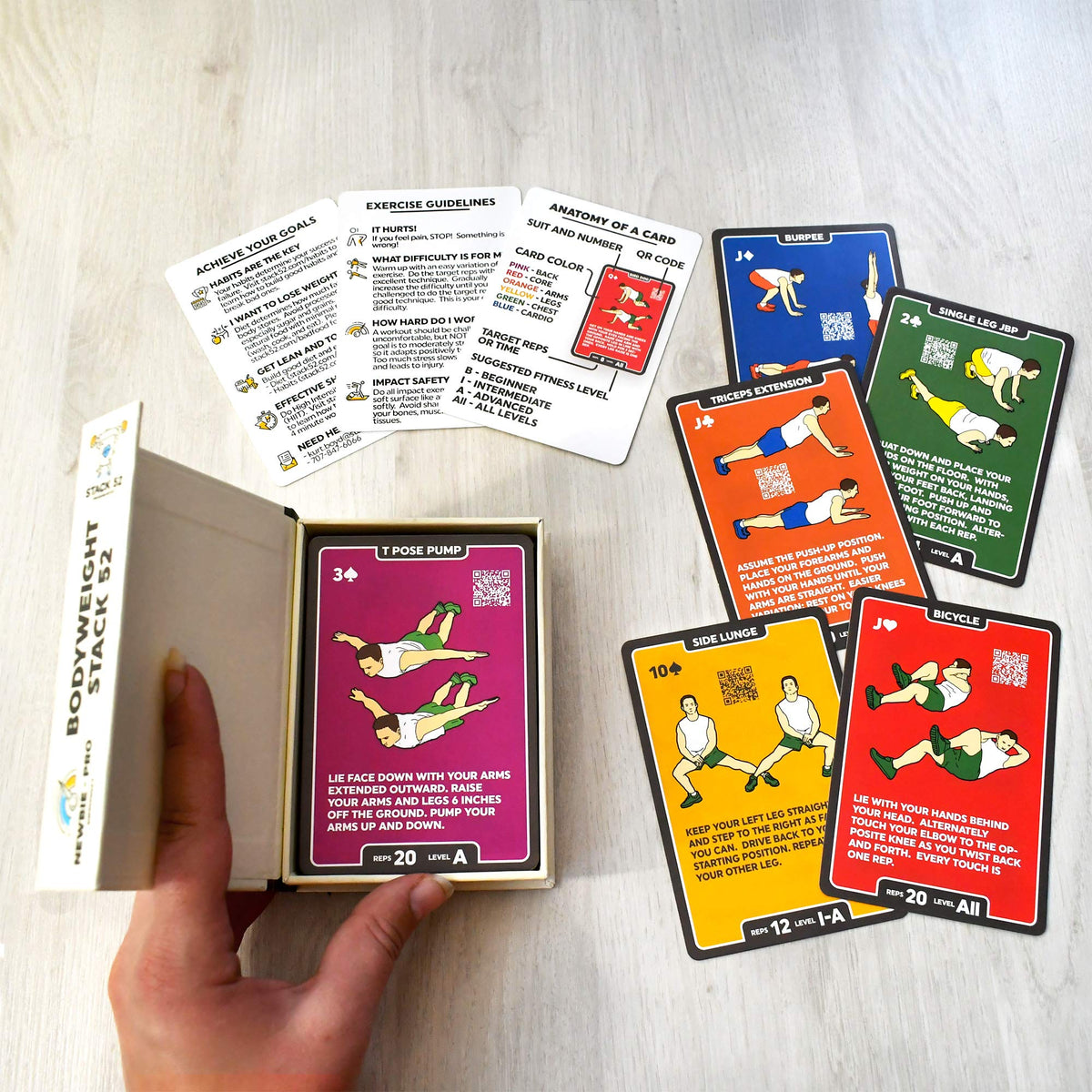 Stack 52 Piccolo 55 Card Bodyweight Exercise Fitness Workout Deck Size NEW